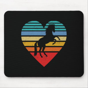 Retro Horse Heart Animal Love Mouse Mat