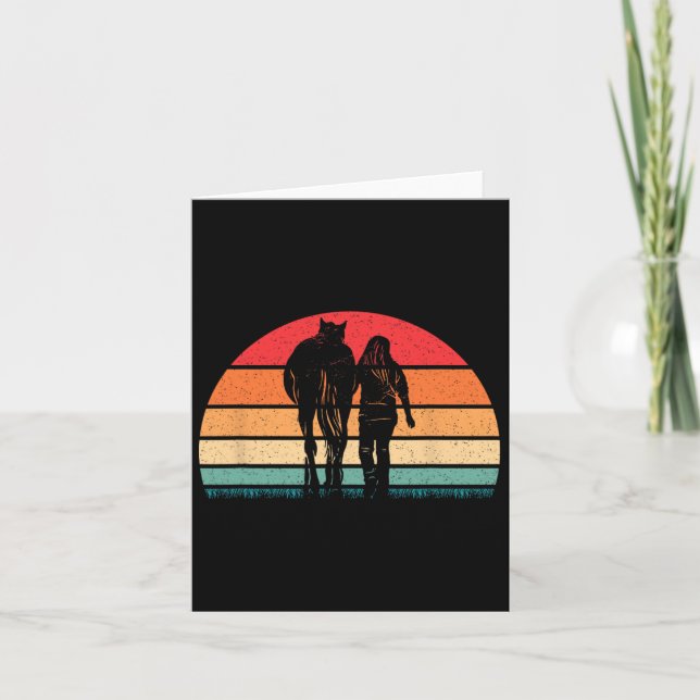 Retro Horse Horseback Riding Western Cowgirl Women Card (Front)