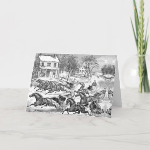 retro horse racing holiday card