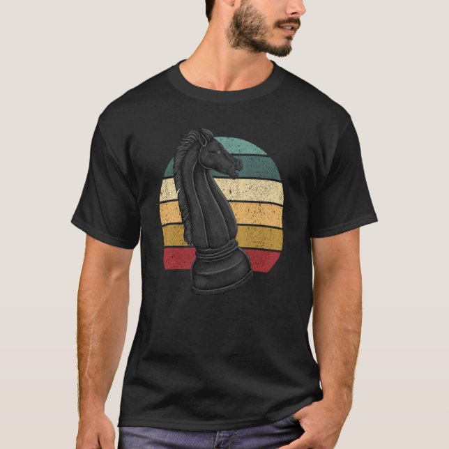 Retro Horse Rook Chess Player Coach Graphic T-Shirt (Front)