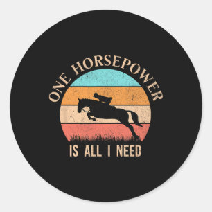 Retro Horseback Riding Girl Funny Horse Rider Vint Classic Round Sticker