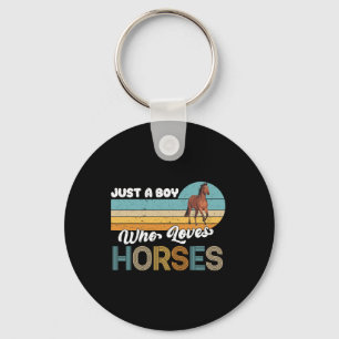 Retro Horseback Riding Lover Just A Boy Who Loves  Key Ring