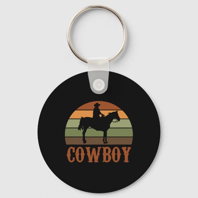 Retro Horseback Riding Rodeo Western Horse Cowboy  Key Ring (Front)