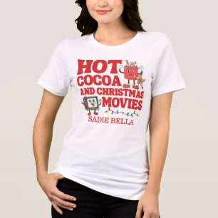 Retro Hot Cocoa And Christmas Movies Tri-Blend Shirt