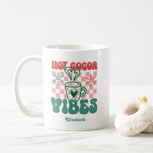 Retro “Hot Cocoa Vibes” Personalized Christmas Coffee Mug