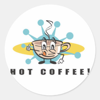 retro hot coffee design classic round sticker