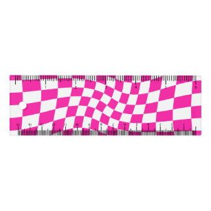 Retro Hot Deep Pink Warped Check Chequered   Ruler