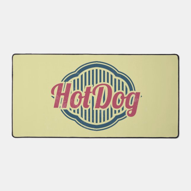 Retro Hot Dog Label Designer Desk Mat (Front)