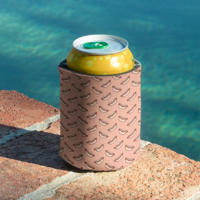 Retro Hot Dog Seamless Pattern Can Cooler (In Situ Pool)
