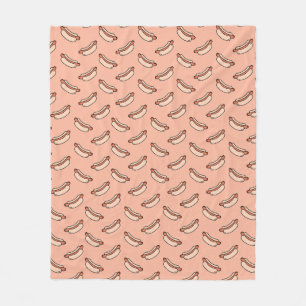 Retro Hot Dog Seamless Pattern Fleece Blanket