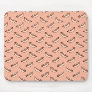 Retro Hot Dog Seamless Pattern Mouse Mat