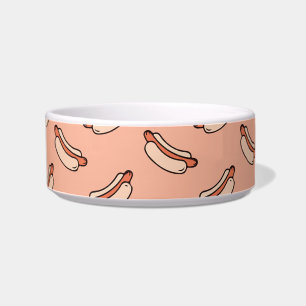 Retro Hot Dog Seamless Pattern Pet Bowl