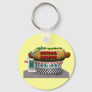 Retro Hot Dog Shoppe Key Ring