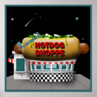 Retro Hot Dog Shoppe Poster