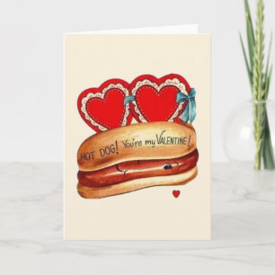 Retro Hot Dog Valentine's Day Greeting Card