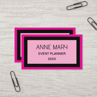 Retro Hot Pink Black Custom Colour Wedding Trendy Business Card