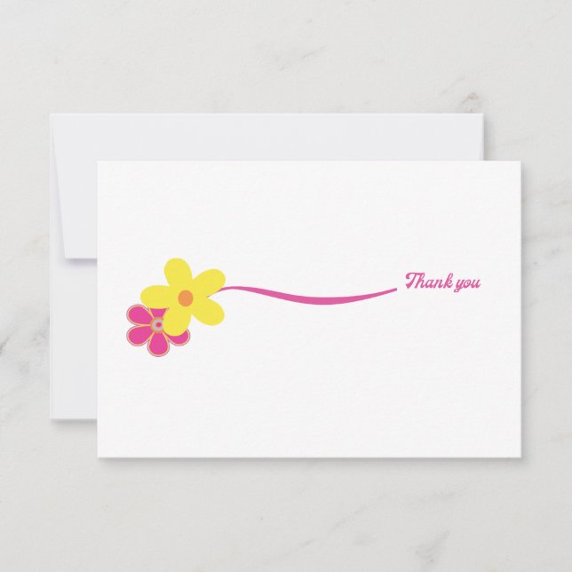 Retro Hot Pink Bridal Shower Message Thank You (Front)