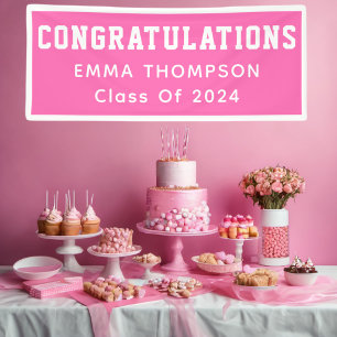 Retro Hot Pink Class Of 2024 Graduation Banner