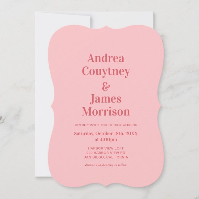 Retro Hot Pink Funky wedding  Invitation (Front)