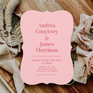 Retro Hot Pink Funky wedding  Invitation