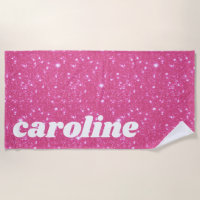 Retro Hot Pink Glitter Sparkle Personalised Name