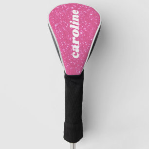 Retro Hot Pink Glitter Sparkle y2k Personalised Golf Head Cover