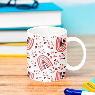 Retro Hot Pink Purple Abstract Rainbow Watercolor Coffee Mug