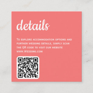 Retro Hot Pink QR Wedding Details Card