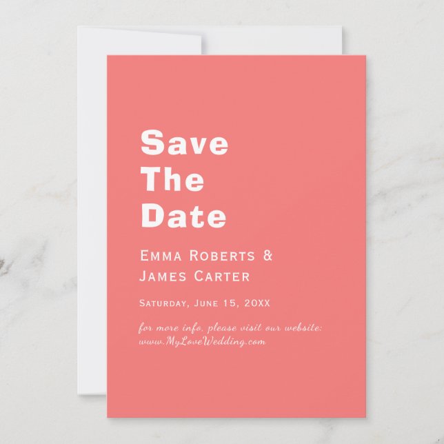 Retro Hot Pink Save the Date Card (Front)