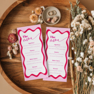 Retro Hot Pink Wavy Border Food and Drinks Menu