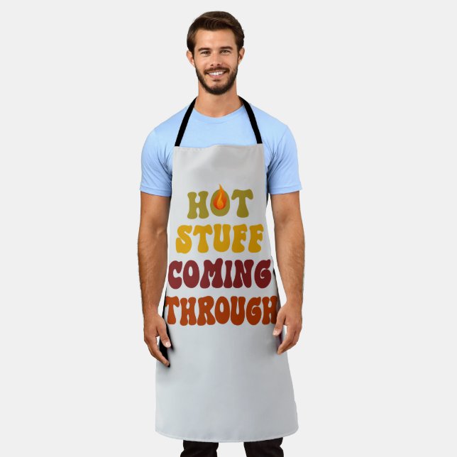 Retro Hot Stuff Coming Through Kitchen Apron BBQ (Worn)