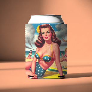 Retro Hot Vintage Beach Pin up Can Cooler