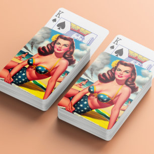 Retro Hot Vintage Beach Pin up Playing Cards