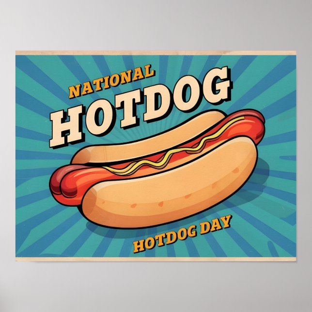 Retro Hotdog Illustration for National Hotdog Day Poster (Front)
