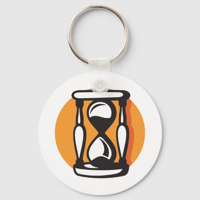 Retro Hourglass Timer Minimalist Time Key Ring (Front)