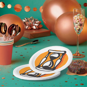 Retro Hourglass Timer Minimalist Time Paper Plate