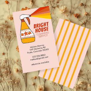 Retro House Cleaning Service Spray Bottle Colourfu Business Card