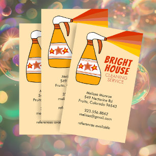 Retro House Cleaning Service Spray Bottle Colourfu Business Card
