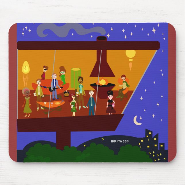 Retro House Party Fun Jet Set Art Design Mouse Mat (Front)