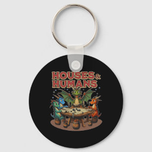 Retro Houses And Humans Gamer Video Game Key Ring