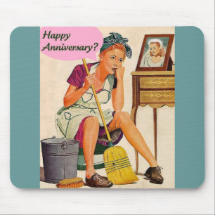 Retro Housewife Anniversary Mouse Mat