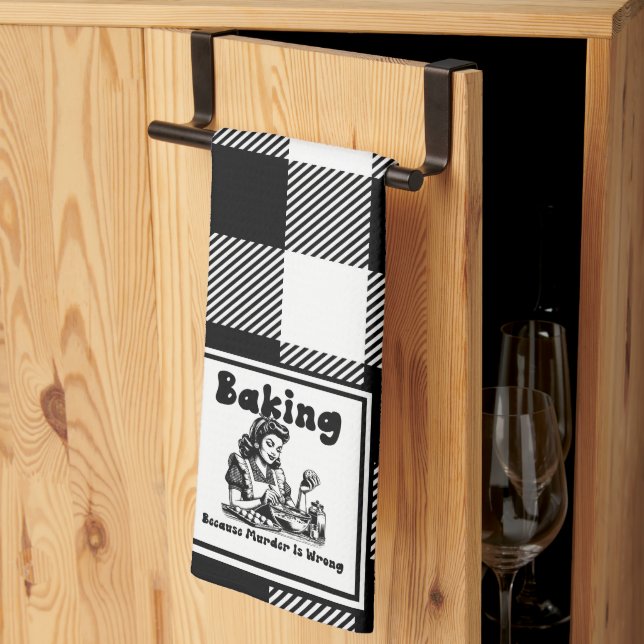 Retro Housewife Baking Humour Kitchen Towel (Thirds Fold)