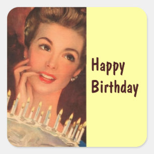 Retro Housewife Birthday Square Sticker