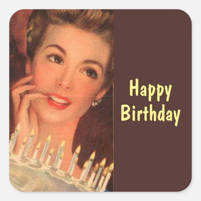 Retro Housewife Birthday  Square Sticker (Front)