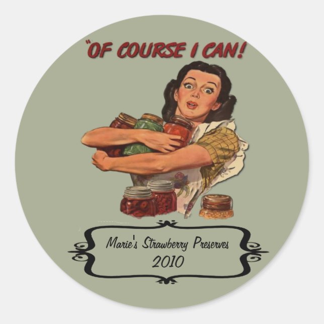 Retro Housewife Canning Label Custom Name and Date (Front)