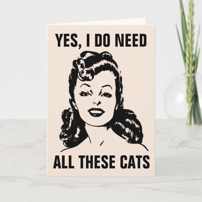 RETRO HOUSEWIFE CAT CATS GREETING Cards (Front)
