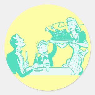 Retro Housewife Classic Round Sticker