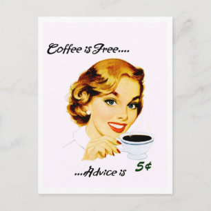 Retro Housewife Coffee and Advice Postcard