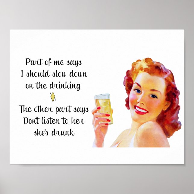 Retro Housewife Funny Quote Drinking Poster (Front)