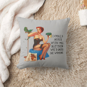 Retro Housewife Humour Cute Pin-up girl art Cushion